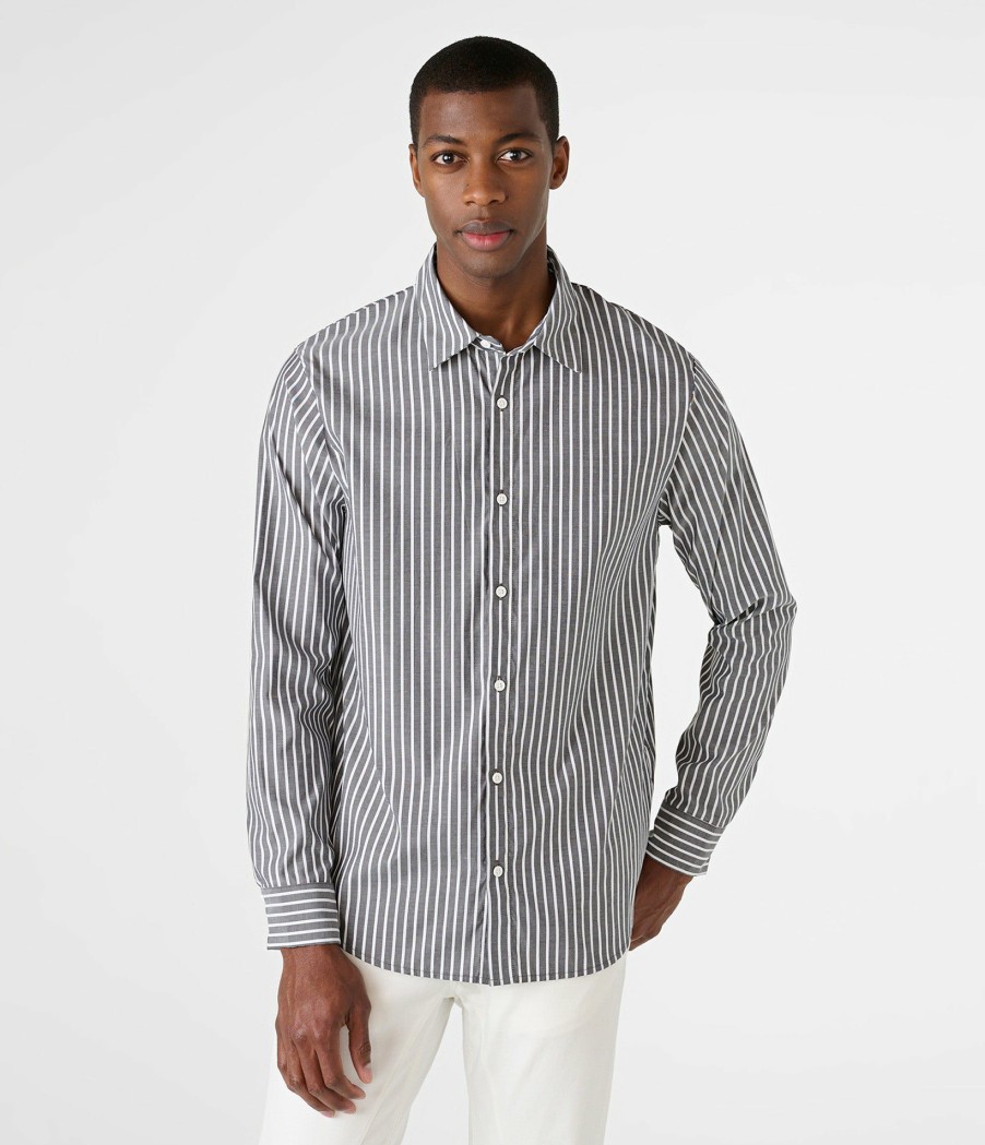 Men * | Special Style Striped Oversized Button Up Shirt