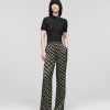 Women * | Low Price Kl Monogram Satin Trousers With Piping