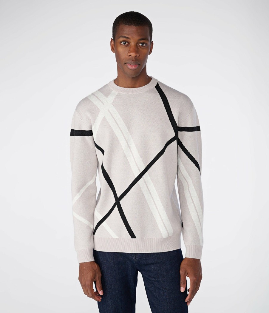 Men * | Lower Prices Asymmetric Stripes Sweater