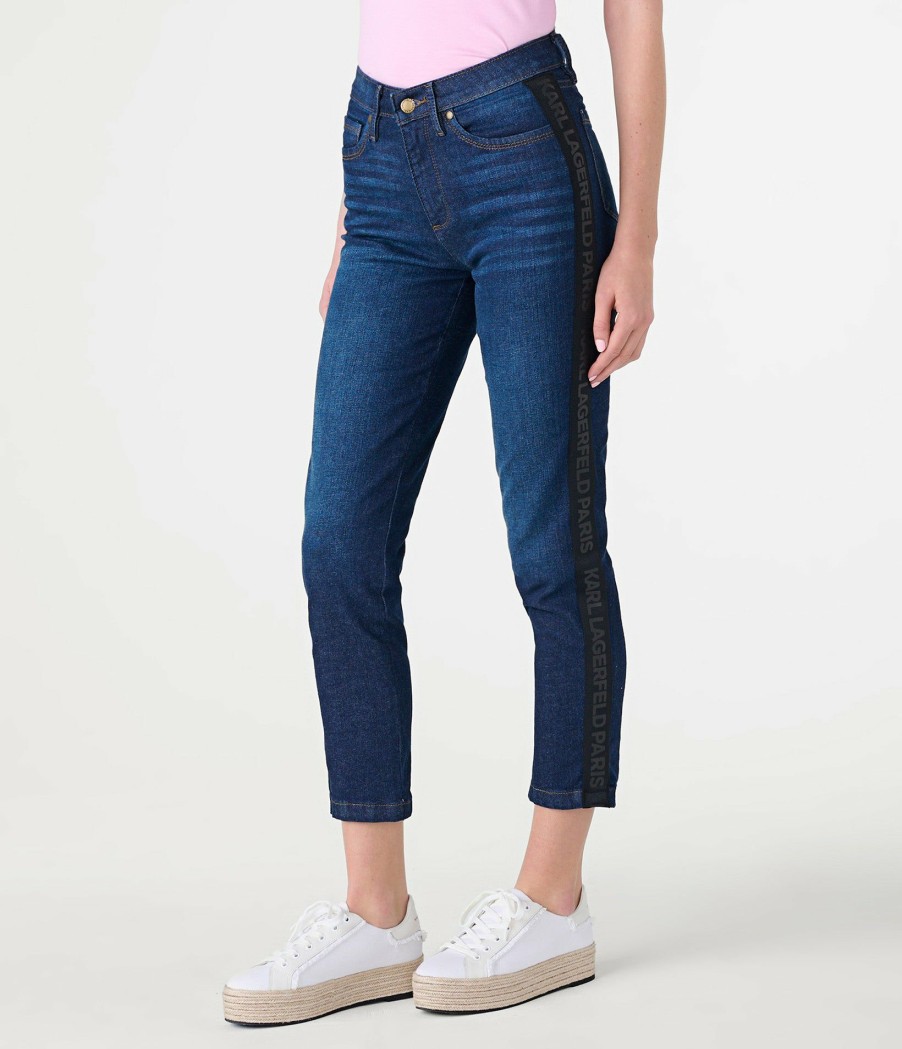 Apparels * | Lower Prices Skinny Leg Logo Taping Denim