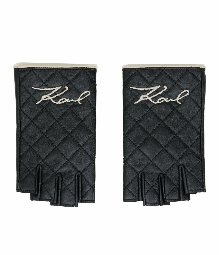 Women * | Sells Cheap Logo Script Quilted Fingerless Glove