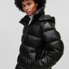 Women * | Sale Online Faux-Leather Puffer Jacket