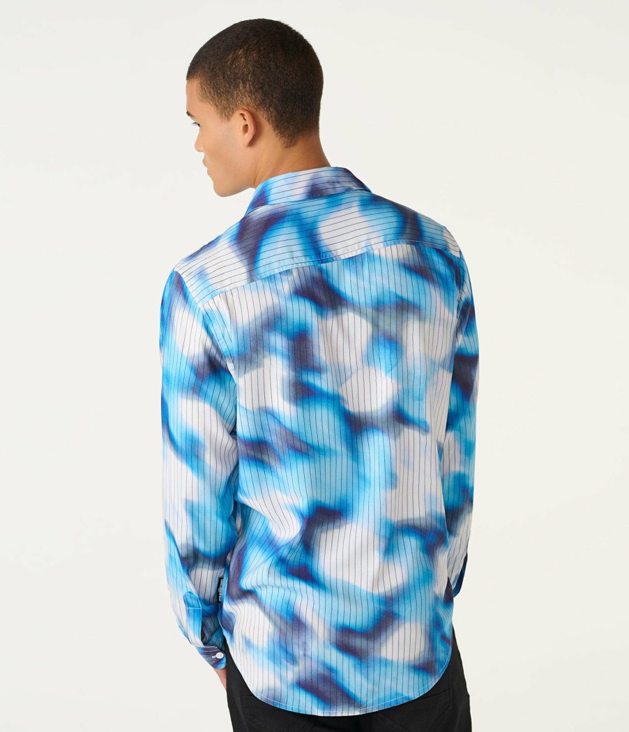 Men * | Special Style Abstract Cloud Print Button Up