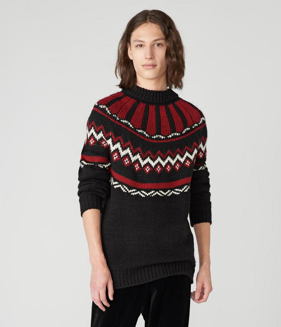 Men * | Sells Cheap Fair Isle Mock Neck Sweater