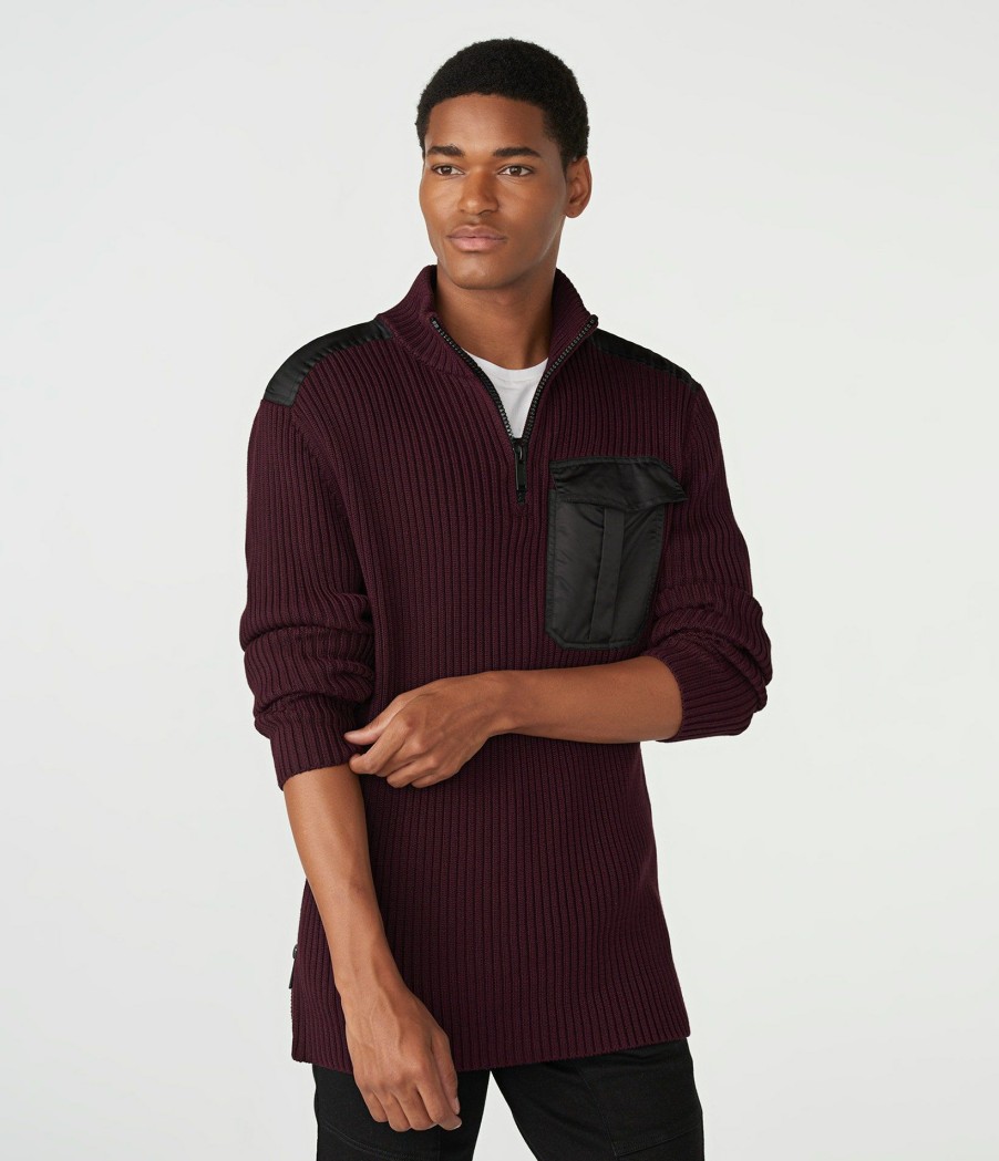 Men * | Discount Store Ribbed Quarter Zip Sweater