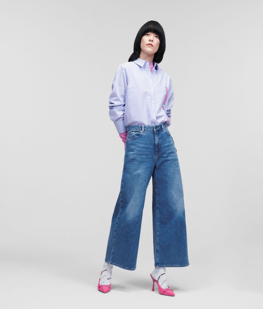 Women * | Hot Sell Blue Denim Culottes