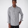 Men * | Cheap Dot/Cross Print Ls Shirt With Chest Pockets Grey