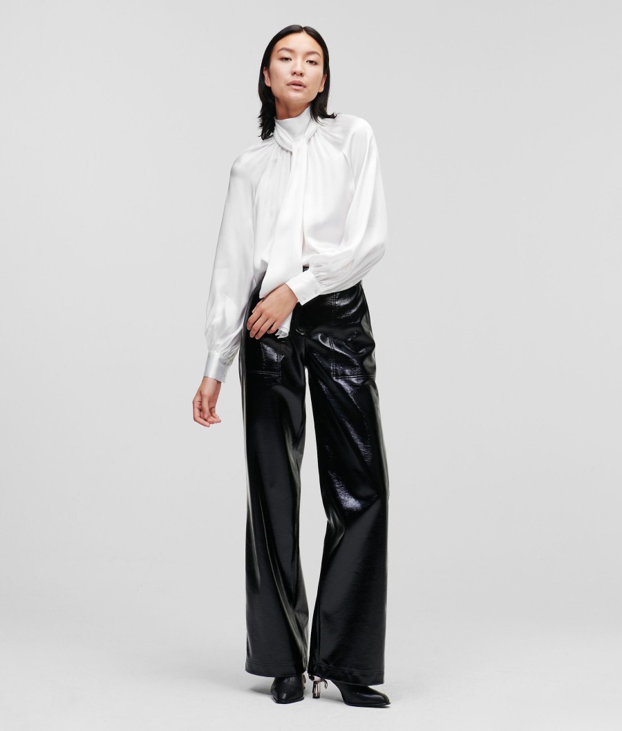 Women * | Special Offers Silk-Blend Shirt With Bow Tie