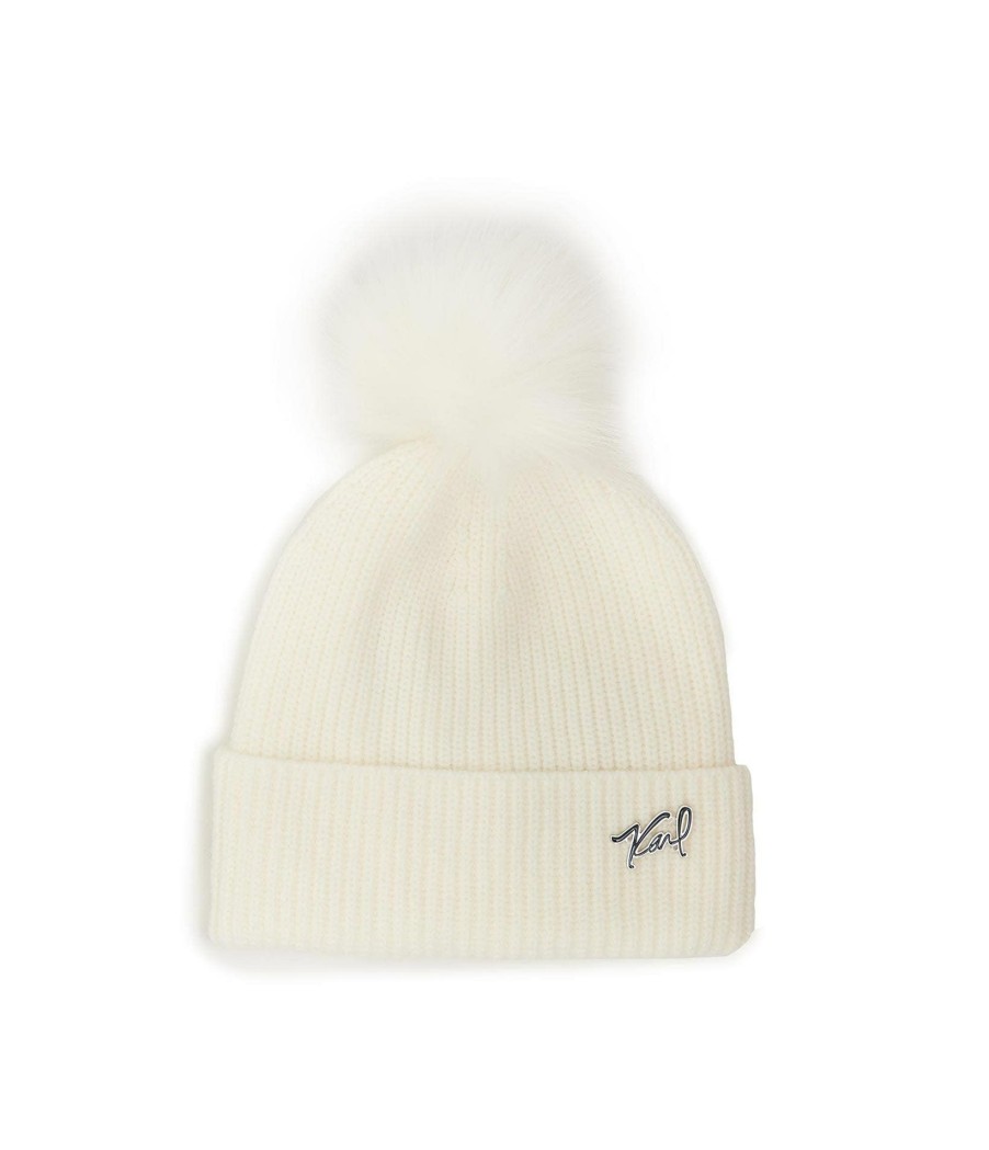 Women * | Attractive Model Ribbed Karl Beanie