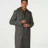 Men * | The Varied Pattern Black Plaid Db Coat Black/White