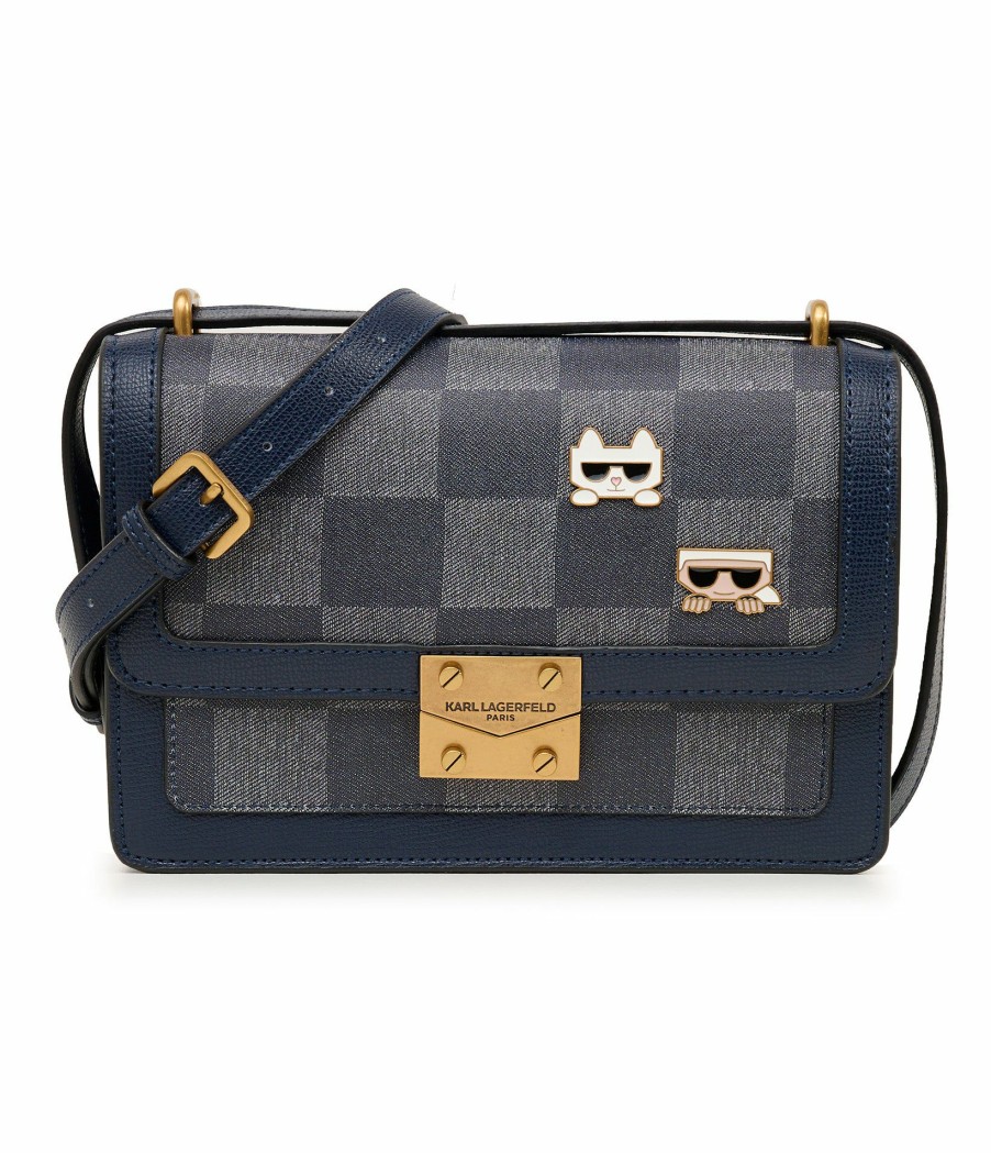 Women * | Discount Sale Corinne Denim Checkered Shoulder Bag