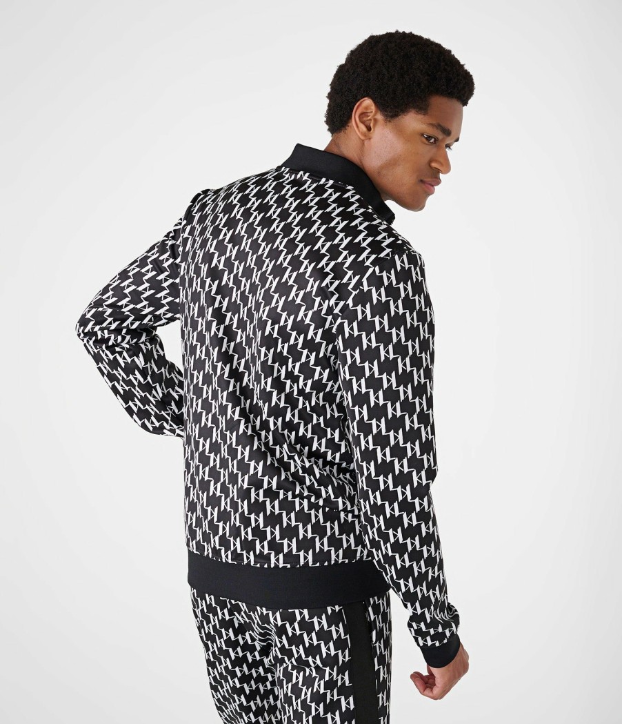 Men * | Cheap Kl Allover Print Track Jacket Black/White