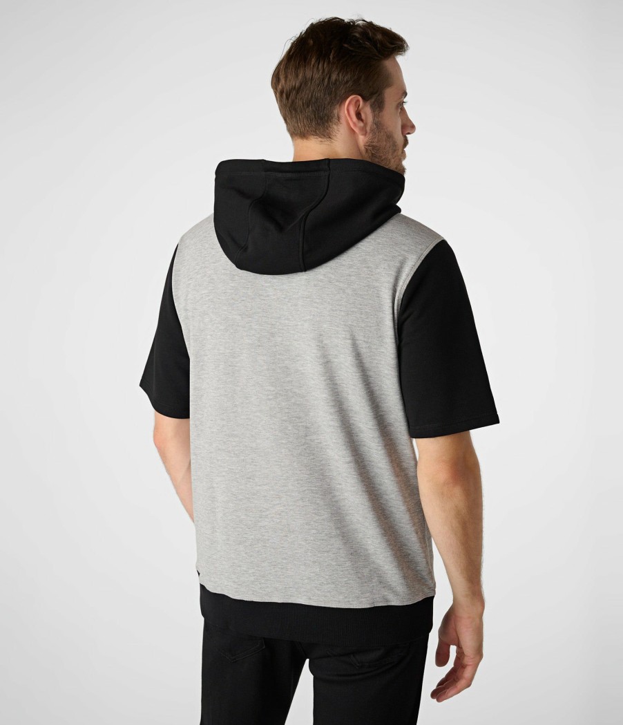 Men * | Cheap Color Block Short Sleeve Hoodie