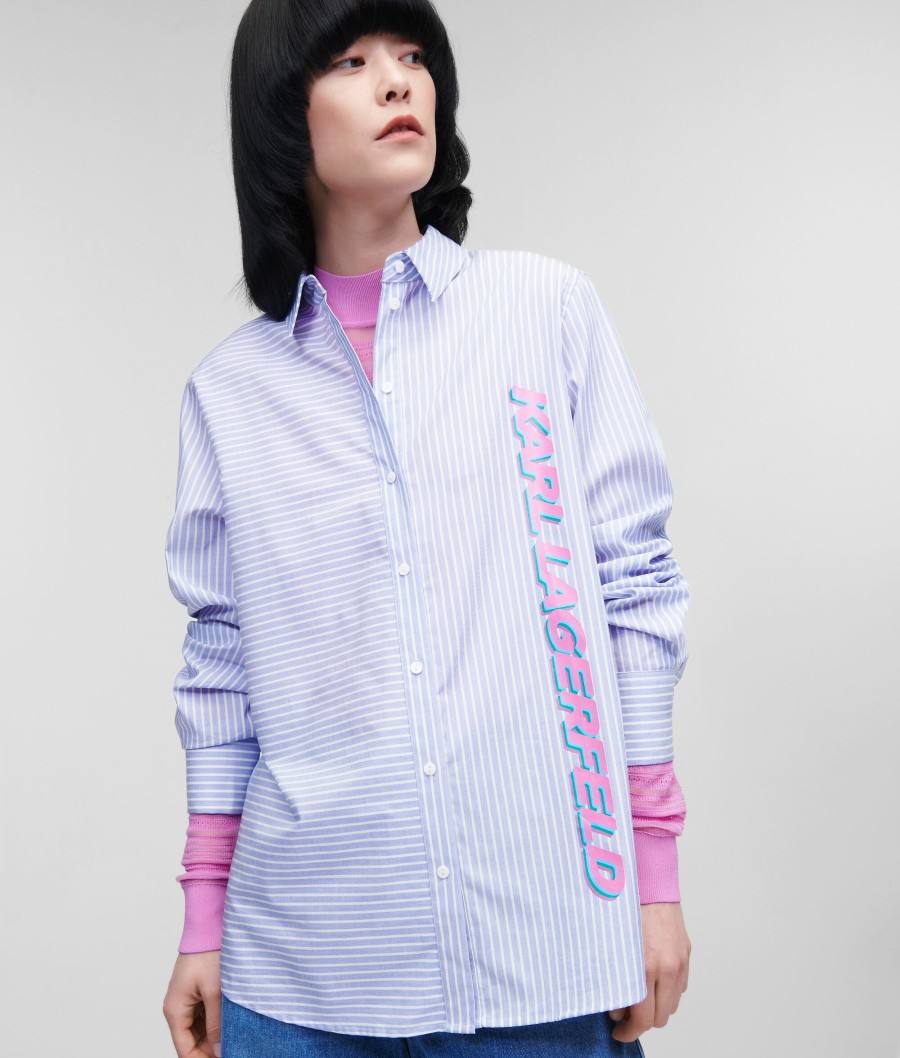 Women * | Quality Guarantee Multi-Directional Pinstripe Shirt With Karl Future Logo