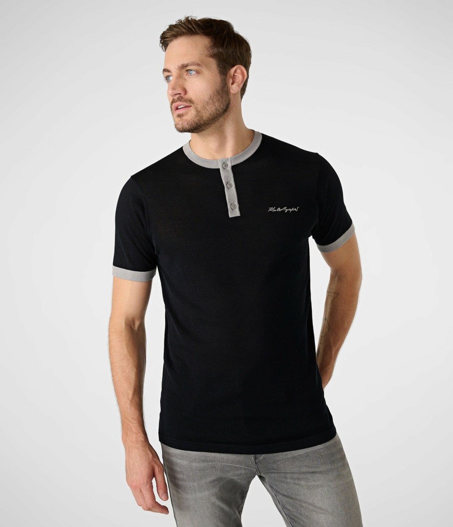 Men * | Sells Cheap Contrast Trim Henley