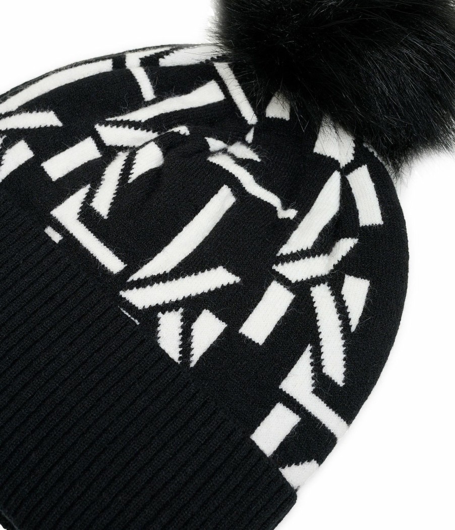 Women * | Shoping Model Monogram Intarsia Pom Beanie