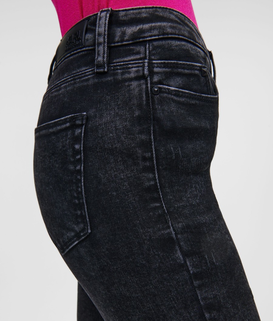 Women * | Sale Online Kl Monogram Embroidered Skinny Jeans