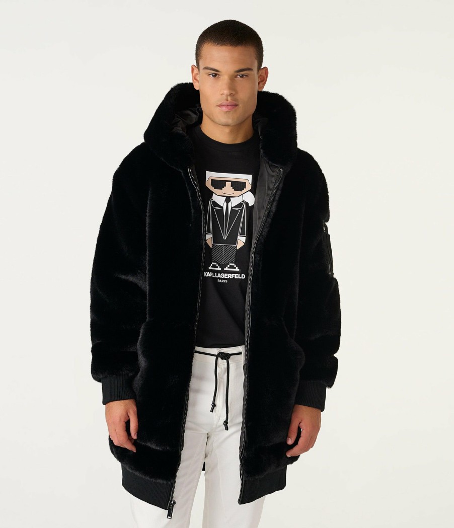 Men * | Discount Faux Fur Elongated Bomber