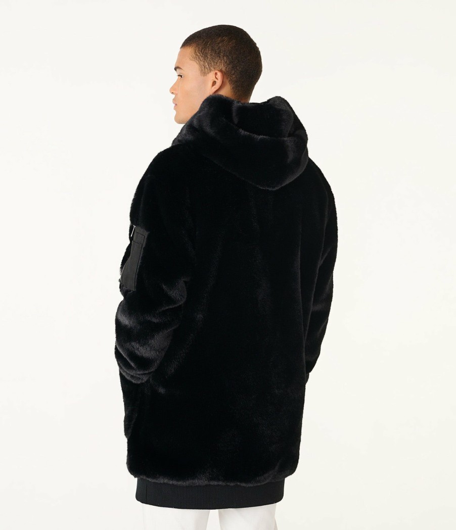 Men * | Discount Faux Fur Elongated Bomber