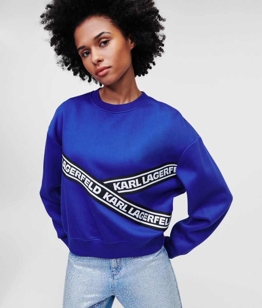 Women * | Hot Sell Karl Logo Cropped Sweatshirt