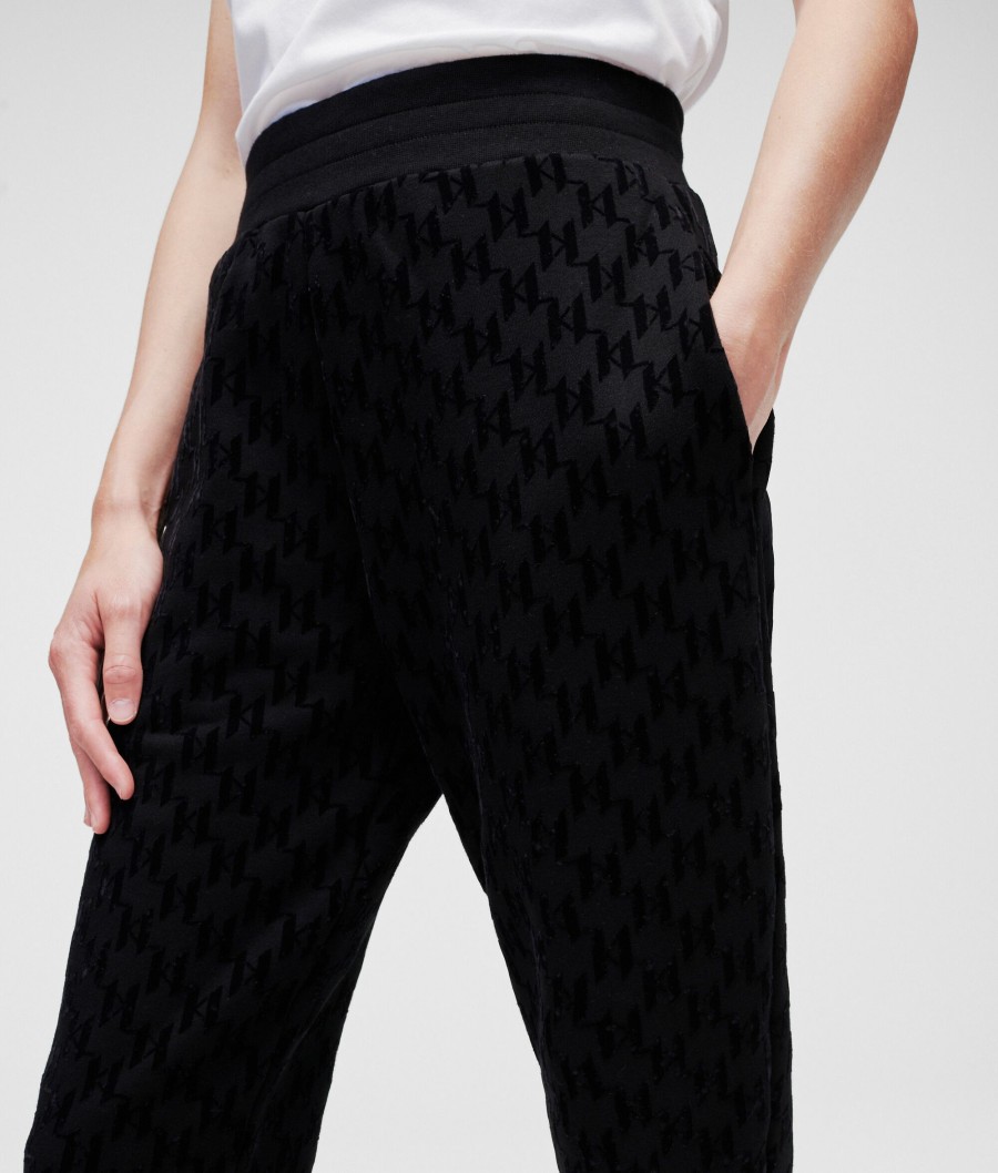 Women * | Store Kl Monogram Flock-Print Sweatpants