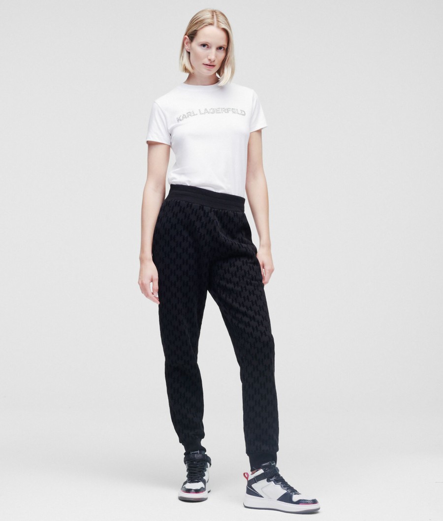 Women * | Store Kl Monogram Flock-Print Sweatpants