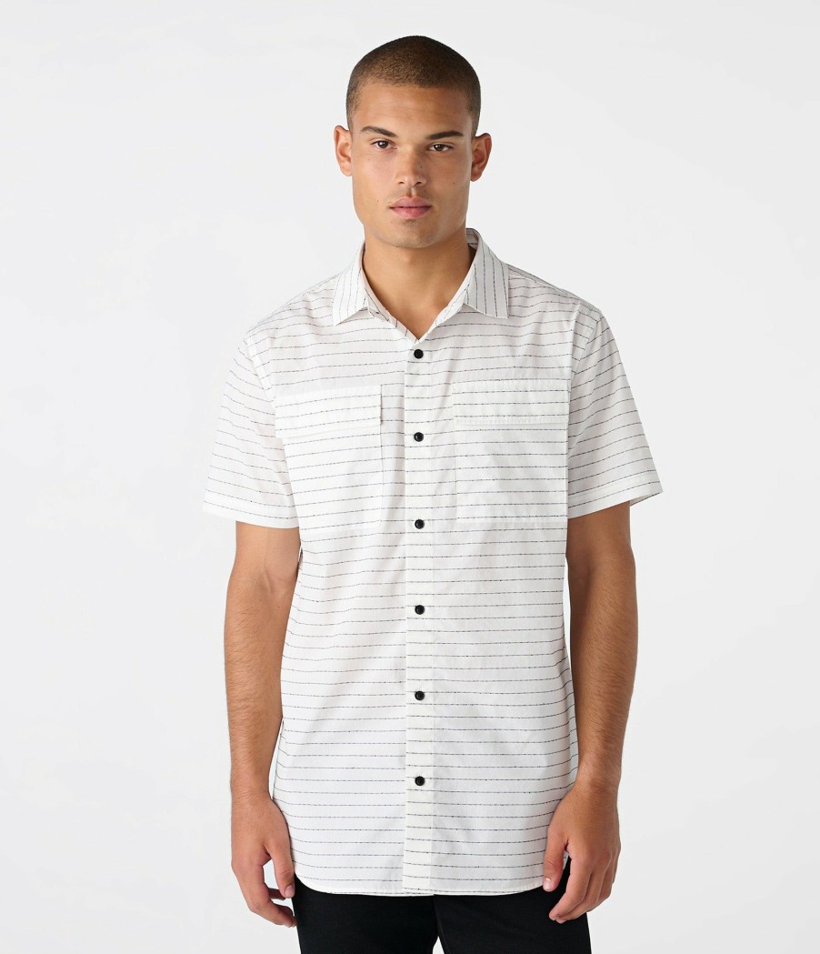 Men * | Cheap Striped Short Sleeve Shirt