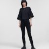 Women * | Special Offers Black Skinny Jeans With Embroidered Karl Logo