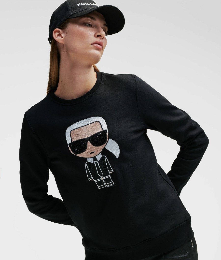 Women * | Hot Sell Ikonik Karl Sequin Sunglasses Sweatshirt