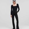 Women * | Exclusive Design Karl Logo Punto Trousers With Split Cuffs