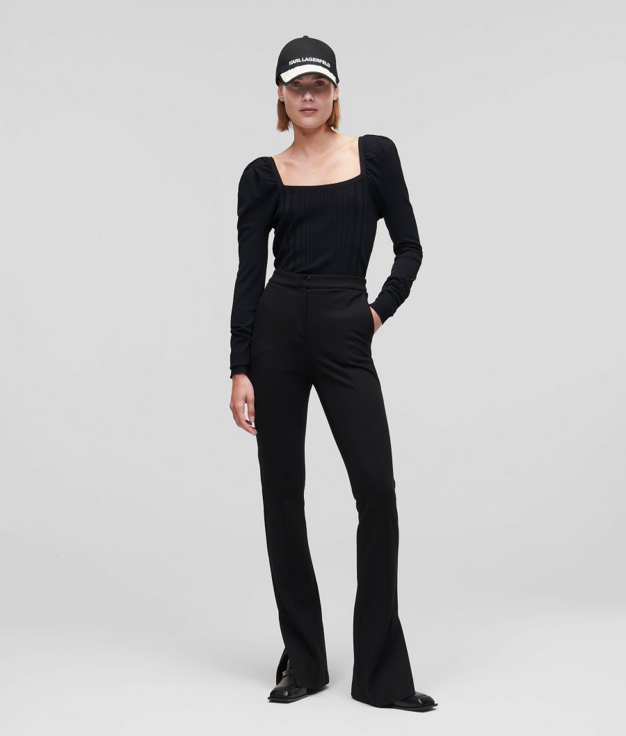 Women * | Exclusive Design Karl Logo Punto Trousers With Split Cuffs