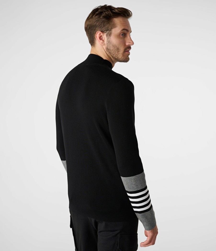 Men * | Cheap Mock Neck Zipper Sweater