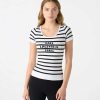 Apparels * | Cheap Short Sleeve Striped Seamless Logo Top