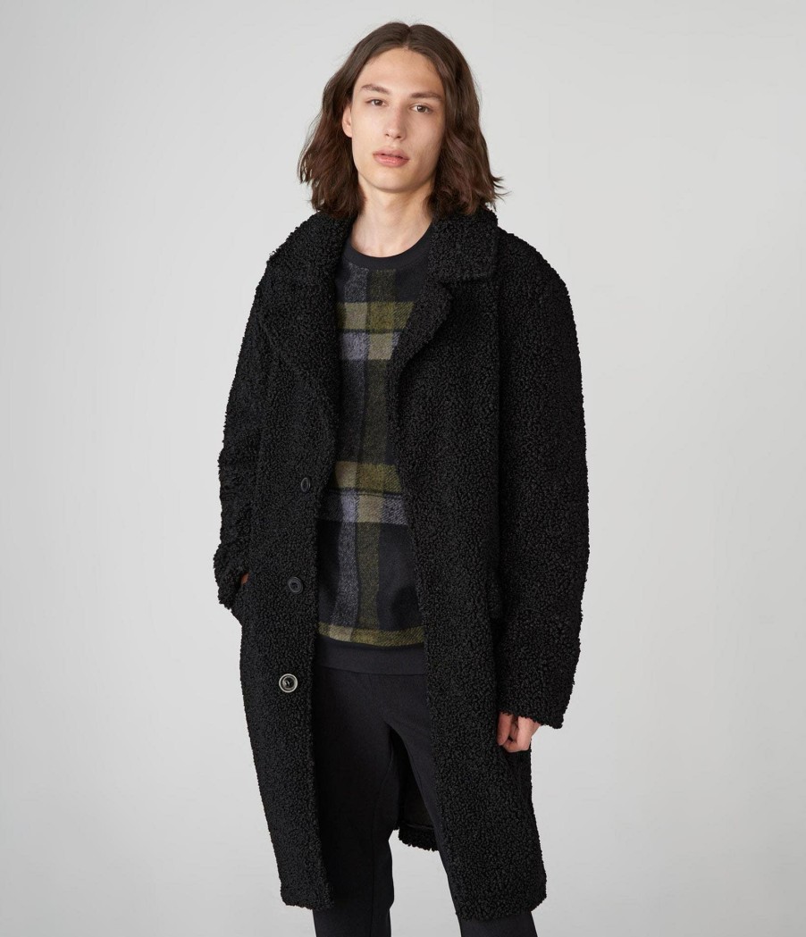 Men * | Discount Faux Shearling Top Coat