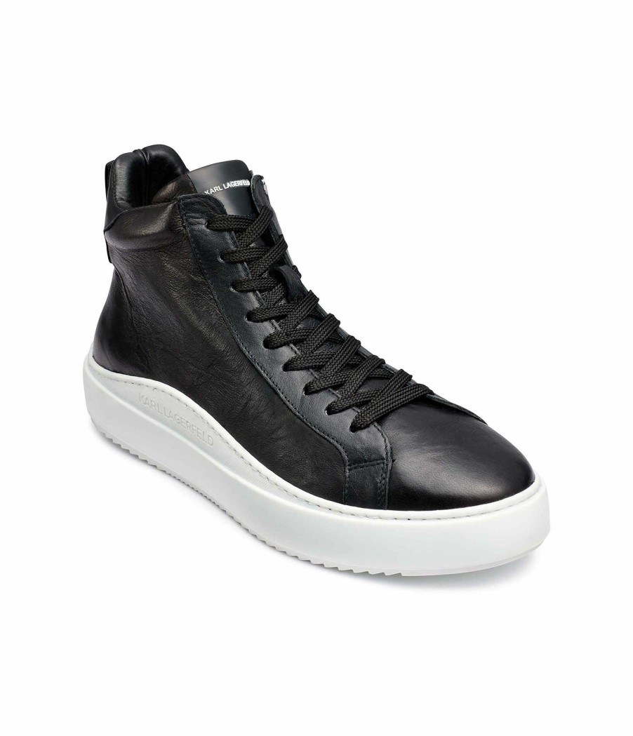 Men * | Outlet Men'S Crinkled Leather High-Top Sneaker