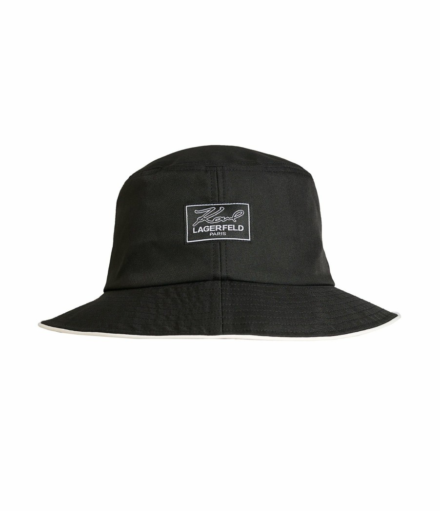 Women * | Discount Karl Logo Patch Bucket Hat