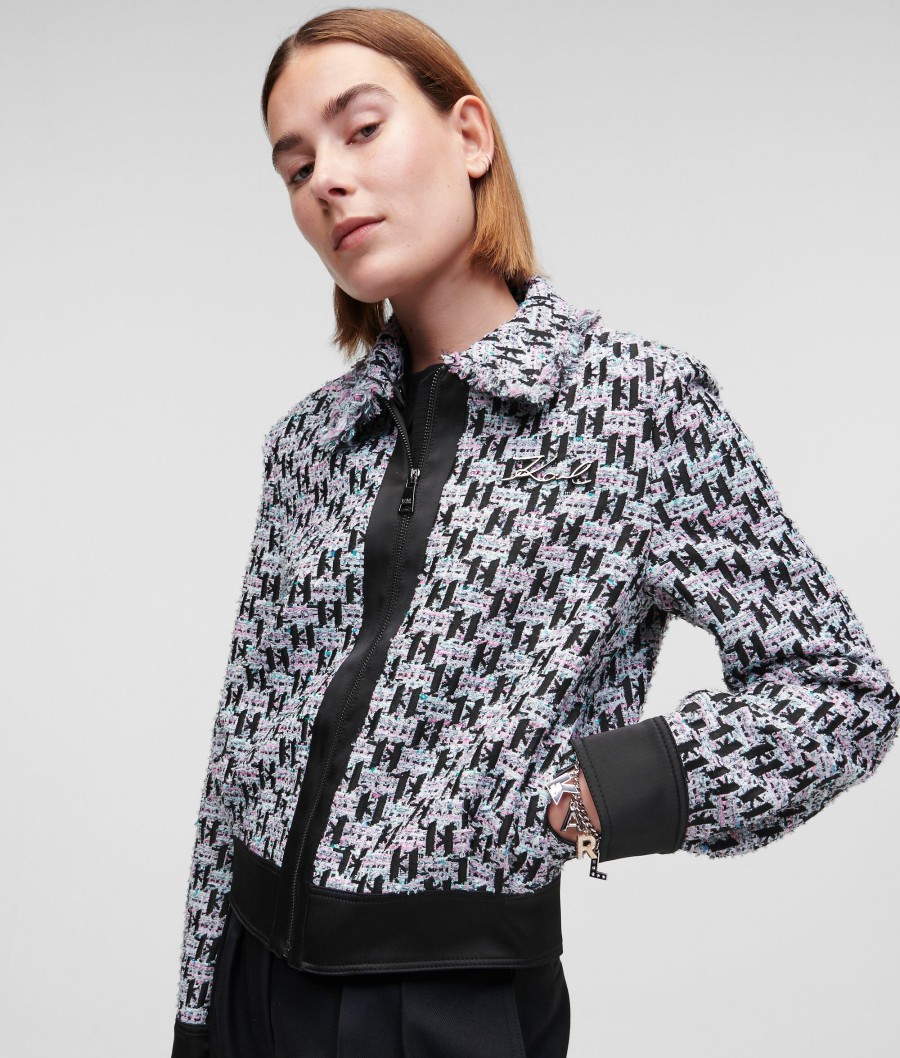 Women * | Cheap Kl Monogram Boucle Jacket