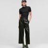 Women * | Special Offers Perforated Kl Monogram Faux-Leather Culottes