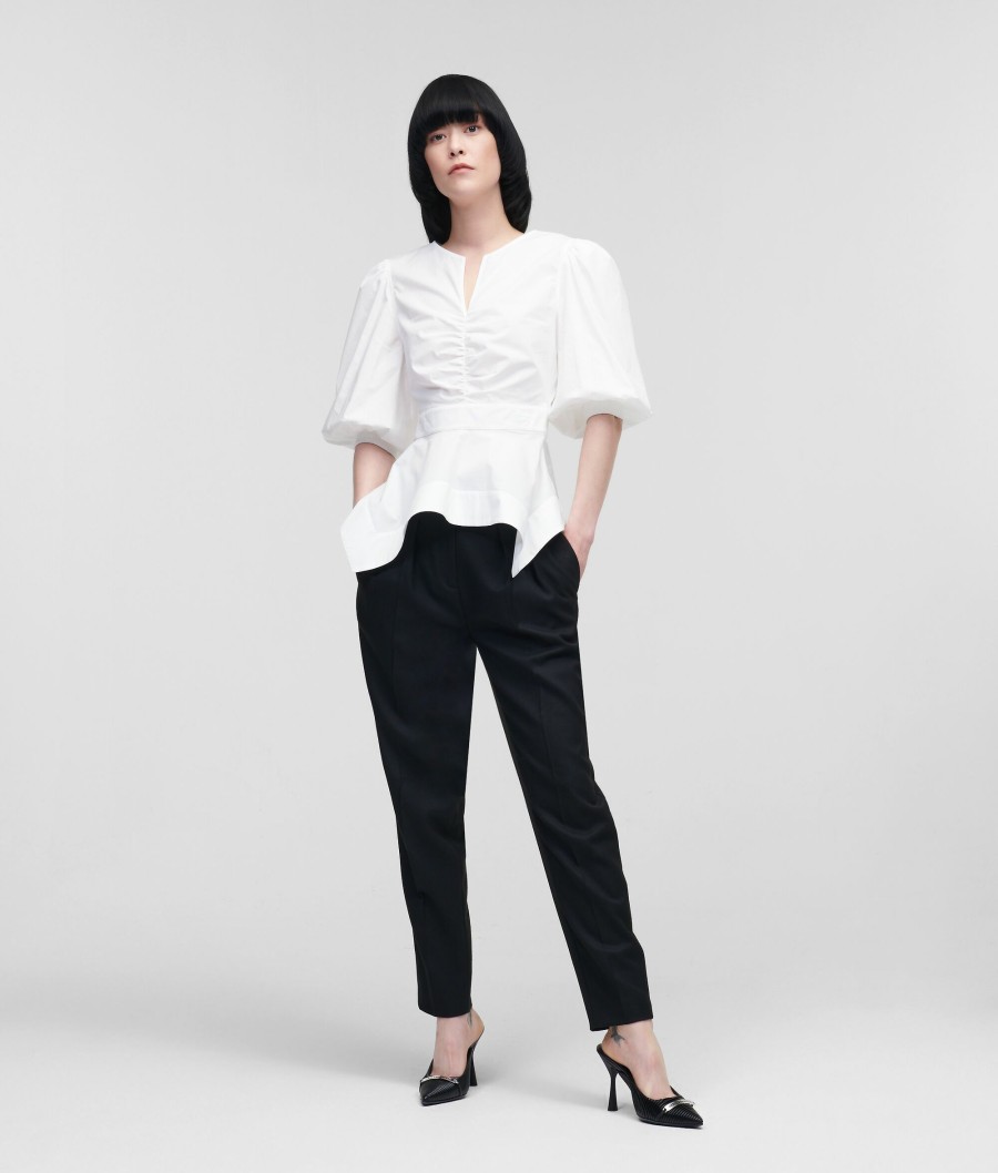 Women * | Hot Sell Poplin Shirt With Peplum Hem