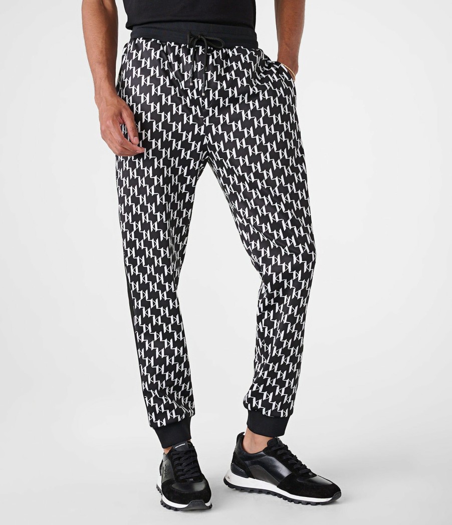 Men * | Discount Sale Kl Allover Print Track Pant Black/White