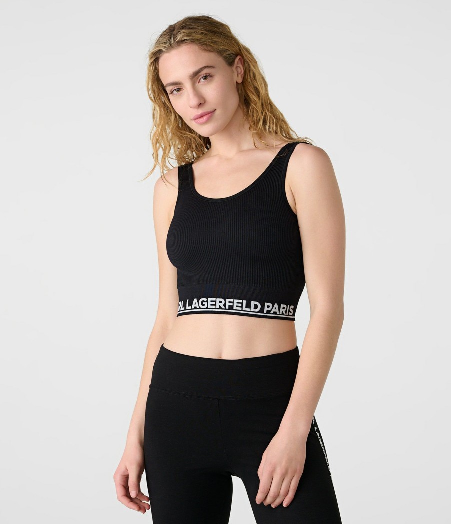 Apparels * | Special Style Ribbed Logo Sports Bra