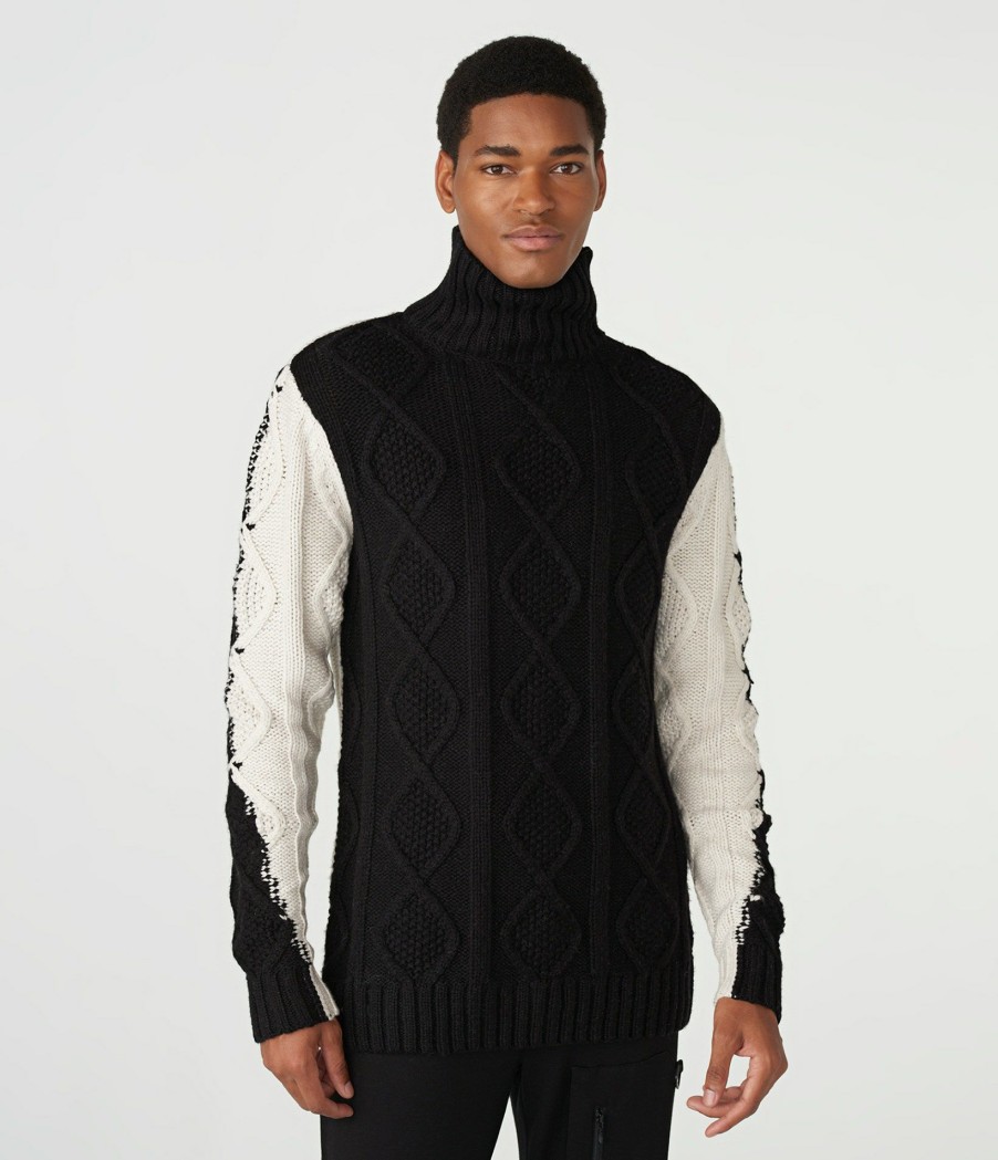 Men * | Latest Fashion Cable Kint Contrast Turtle Neck