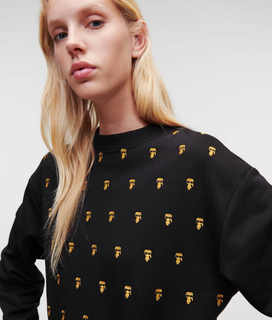 Women * | Hot Sell All-Over Ikonik Karl Embroidered Sweatshirt