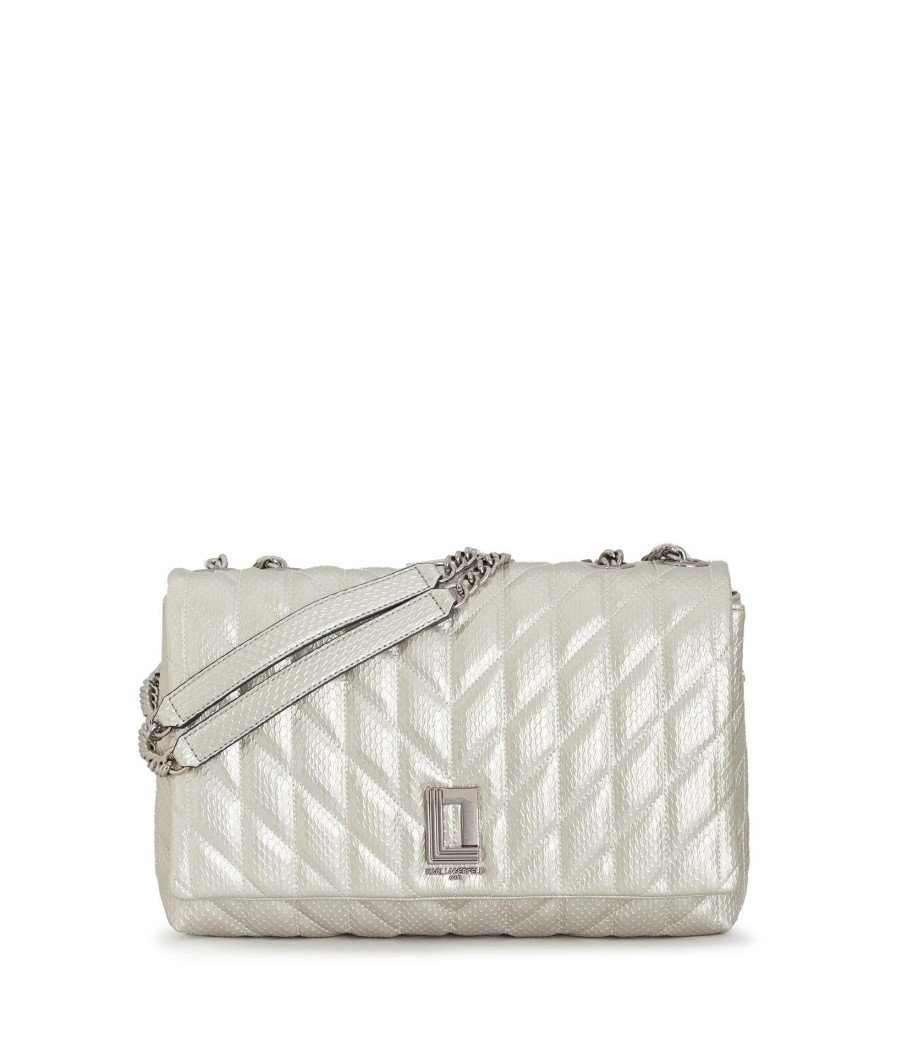 Women * | Lower Prices Lafayette Embossed Snakeskin Shoulder Bag